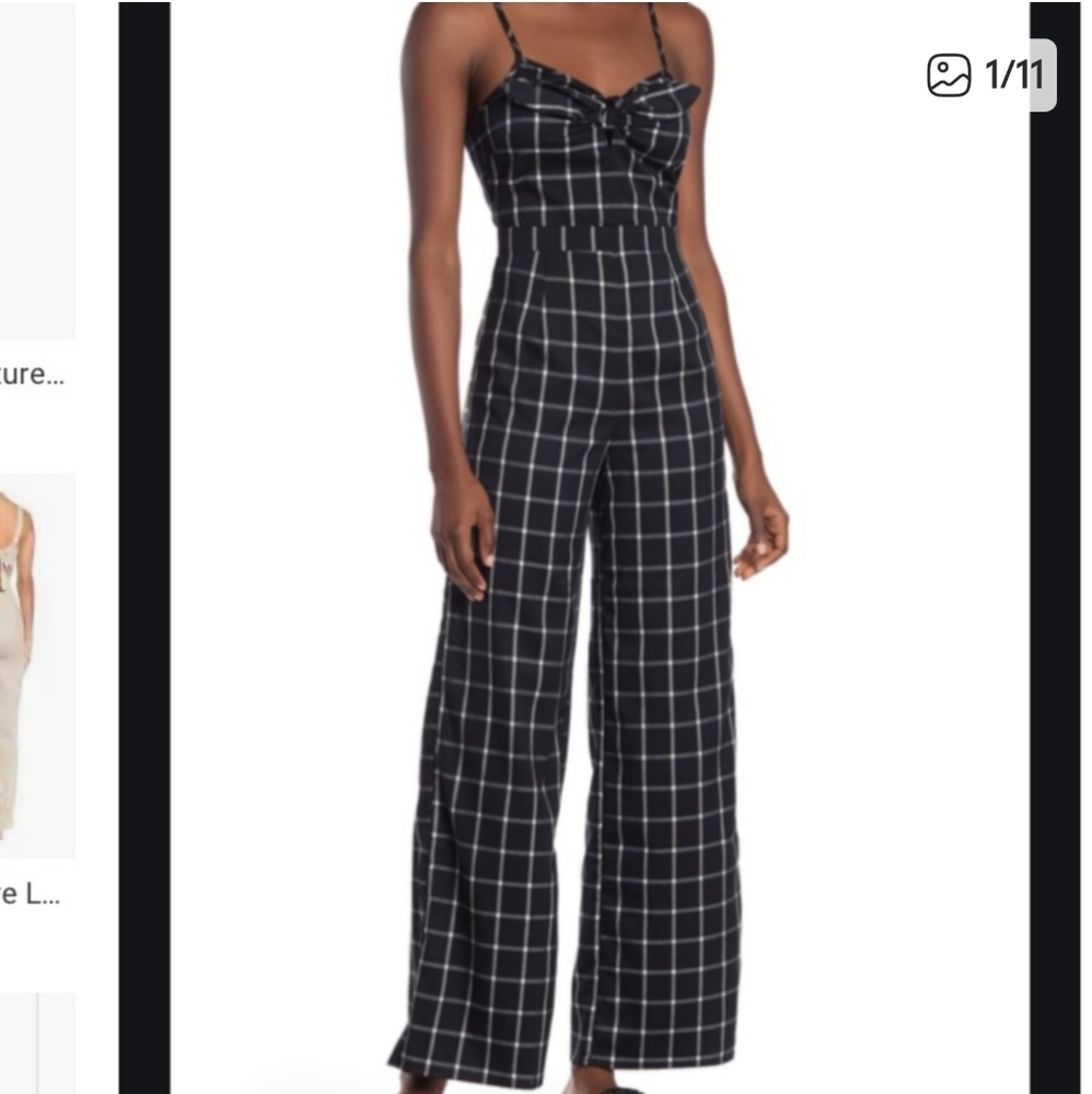 Romeo & Juliet Couture Black and White Grid Jumpsuit